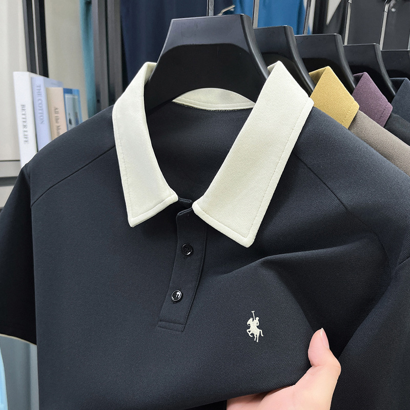 Luxury Brand Designer Clothes Summer Men's Fashionable Color-Block Collar Short-Sleeve Polo Shirt, New Stylish Loose Breathable Casual T-Shirt