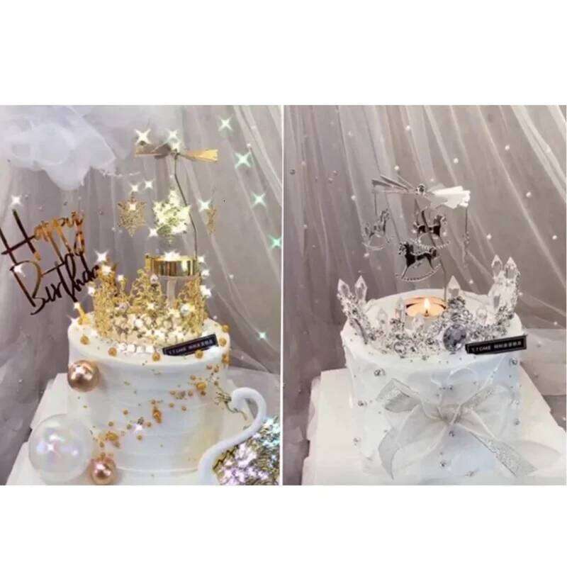 Carousel Holder Gold Metal Candlesticks Room Decor Cake Rotating Candle Stand Home Decoration For Valentine's Christmas H260310