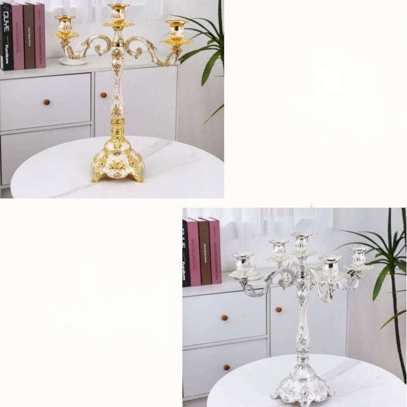 3/5-Arm European Metal Candle Holder Elegant Dining Table Entryway Decor for Romantic Ambience H260310
