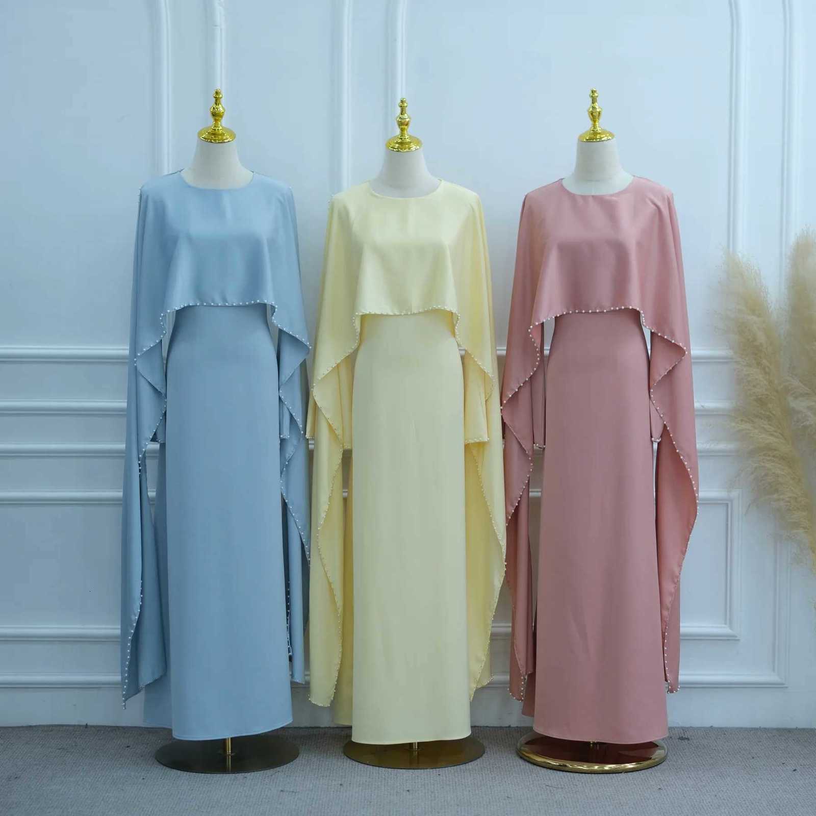 Islamic Clothing Pearl Beading Muslim Dress for Women Abaya Dubai Luxury Turkish Party Evening Dresses Ramadan Eid Kaftan Robe X260310