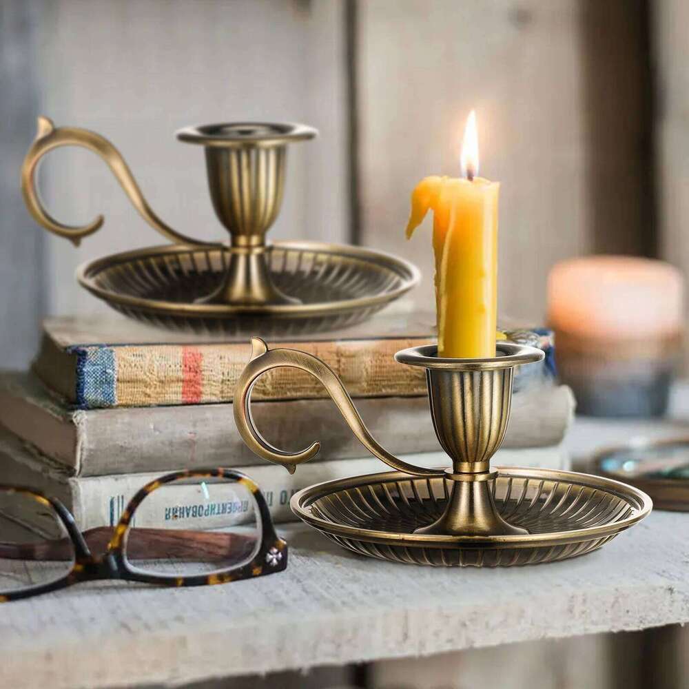 candle holder Retro Metal Taper European Style Church Table Holder cup Vintage Candlestick Home Villa Handicraft ornament H260310