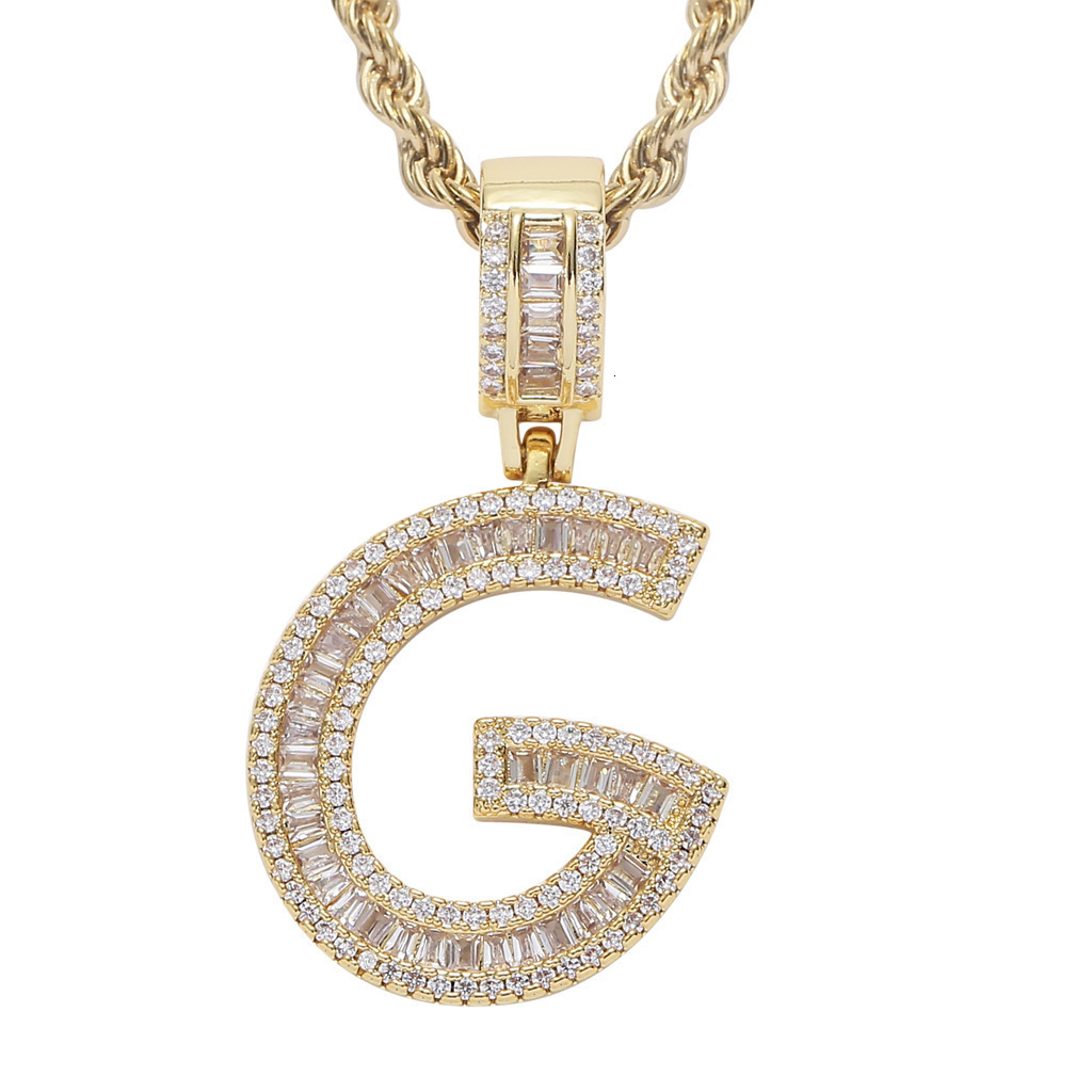 CUC Initials Baguette Curved Letter Pendant Necklace for Men and Women Ice Out Hip Hop Chain Fashion Rock Jewelry Gift A-Z 240810