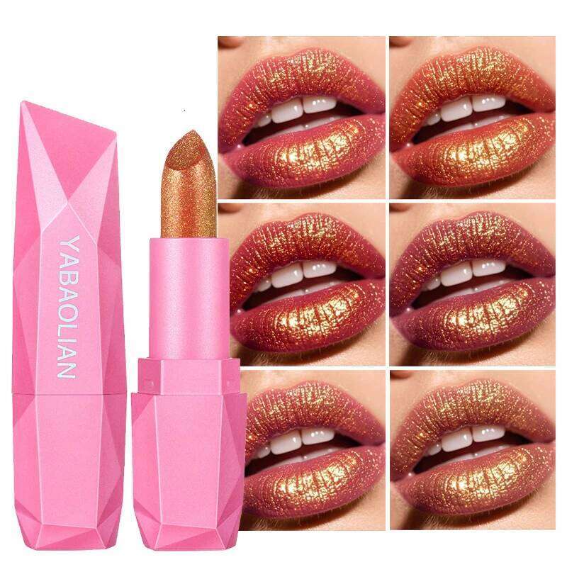 Sparkling Diamond Lipstick Quicksand Golden Shining Non-stick Cup Shiny Pearlescent Moisturizing Lip Tint Red Sexy Lips Makeup Z260310