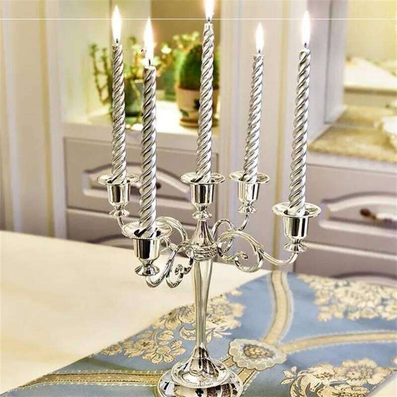 Hot Metal Silver/Gold Plated Candle Holders 7-Arms Stand Zinc Alloy High Quality Pillar For Wedding Portavelas Candelabra H260310