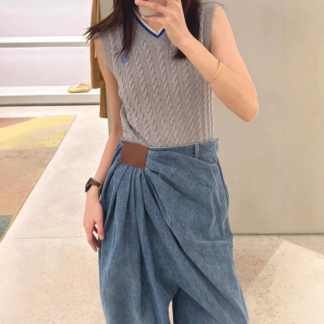 Plus Size American Wide Leg Denim Jeans Women Fashionable Drapey Floor-Length Pants Spring Summer New Design Loose Fit Trousers M260310