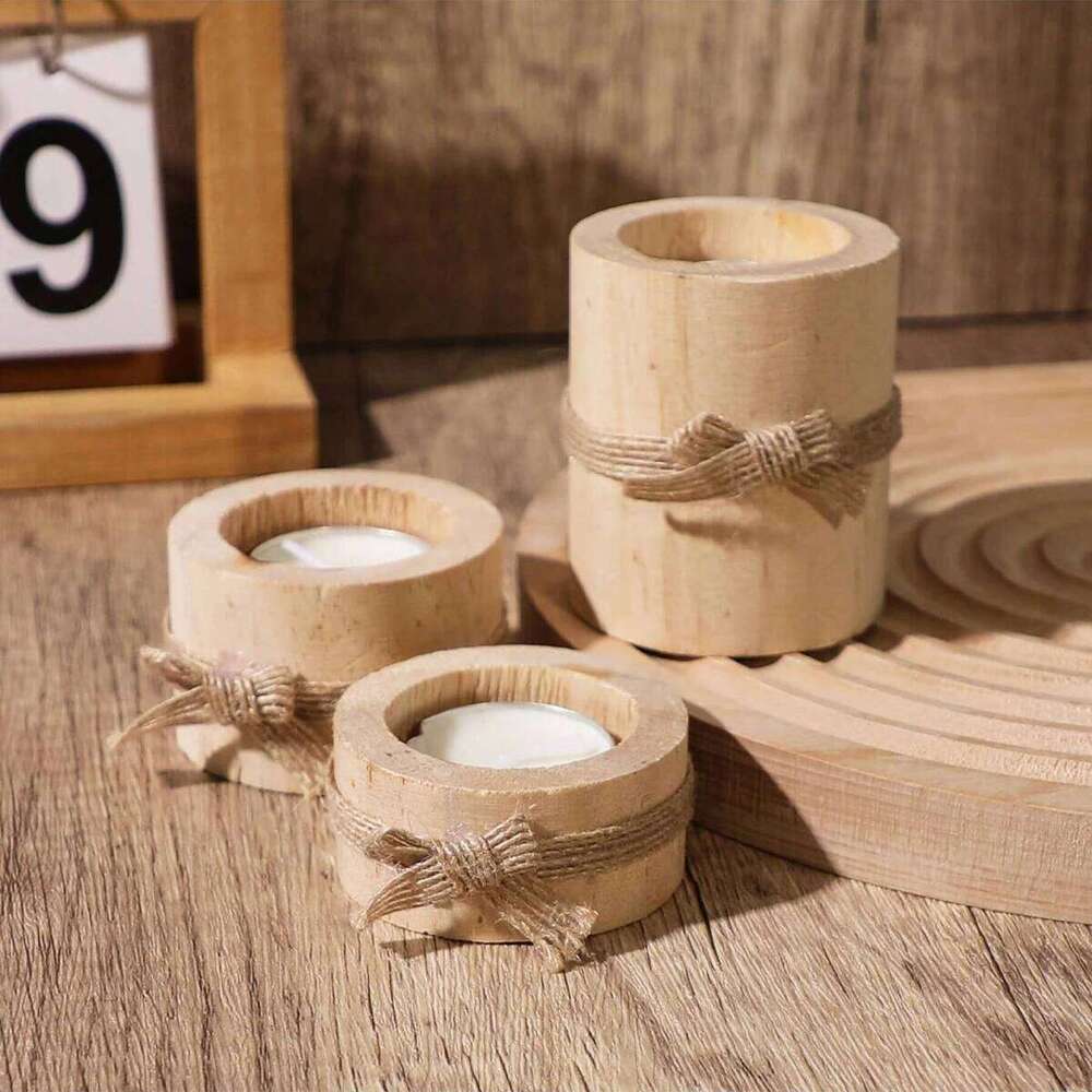 1pc/3pcs - Wooden tea lamp holder, suitable for decorating wooden flower pots in the center of wedding and birthday tables H260310