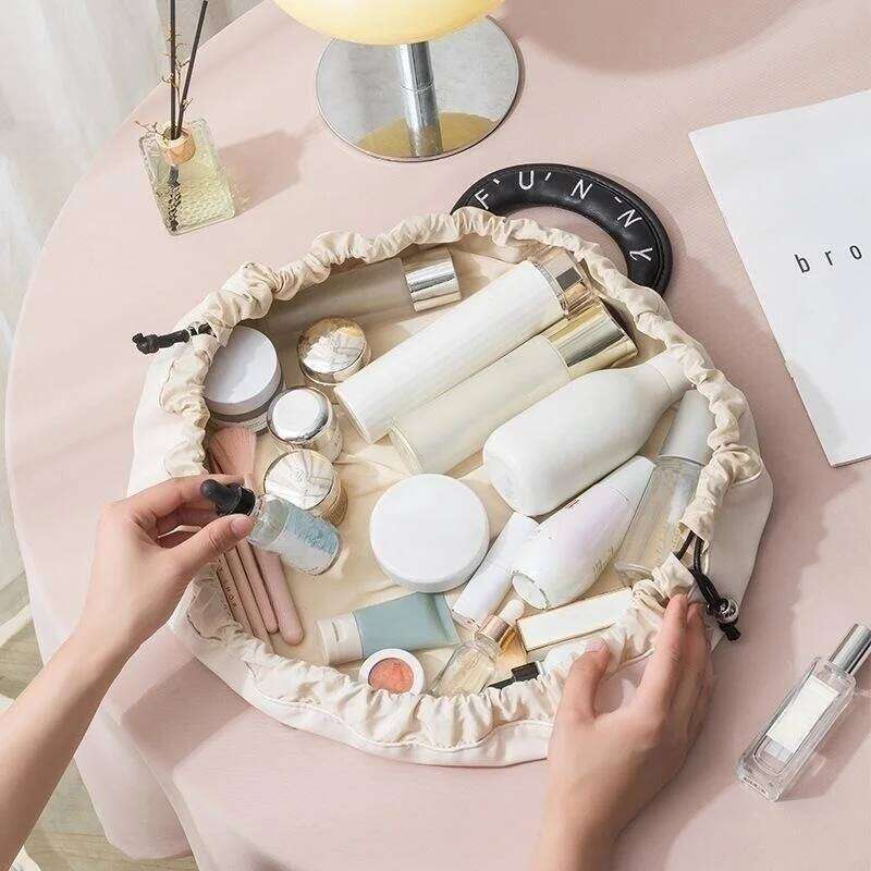 Large Capacity Cosmetic Bag Travel Toiletry Organizer Drawstring Portable Makeup Pouch Lazy Essentials Storage Handy Carry XJ260310