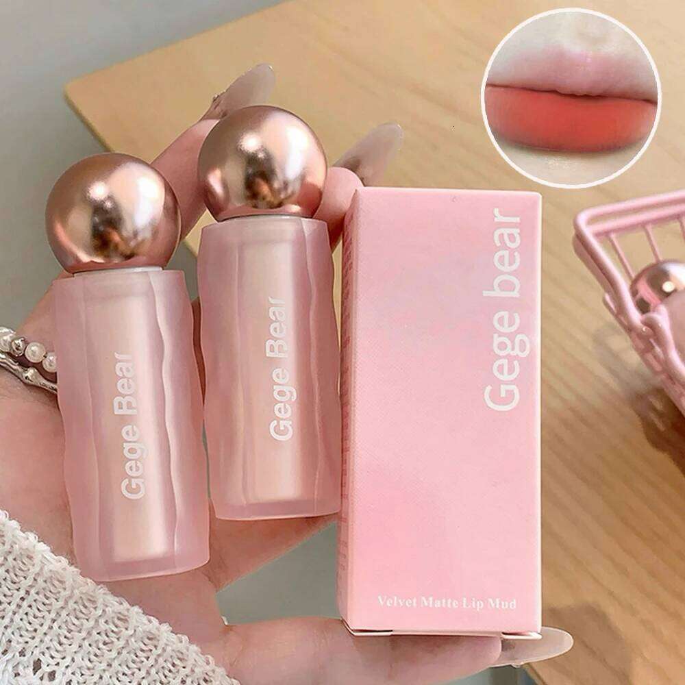 Gege Bear Mud, Soft, High Pigment for Long-lasting Wear, and Brightening Velvet Matte Finish Lip Color Z260310