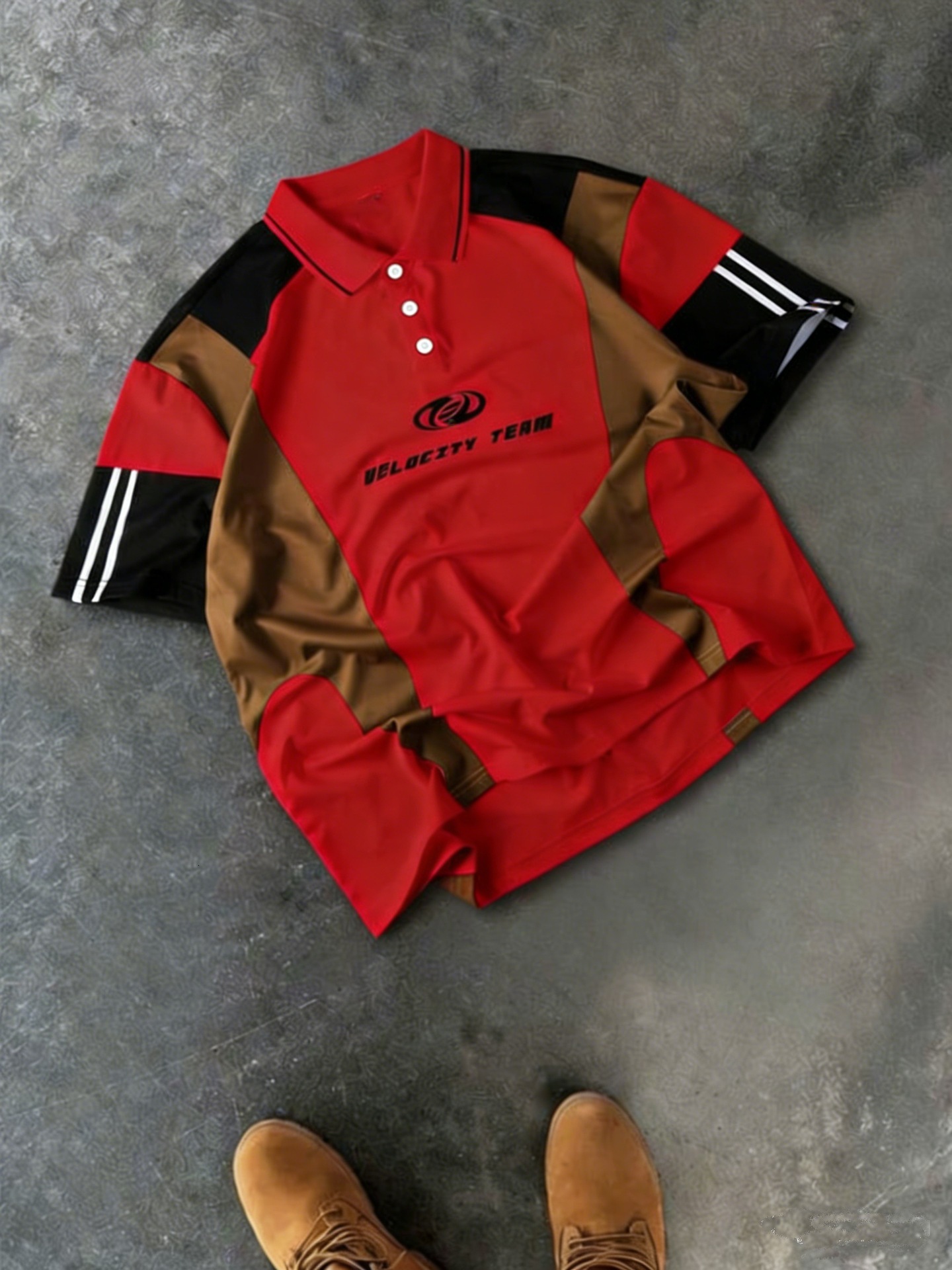 Luxury Brand Designer Clothes Trendy Sporty Style Polo Shirt For Men, Loose Fit, Versatile, Pink And White Color Block Design, Casual And Breathable S