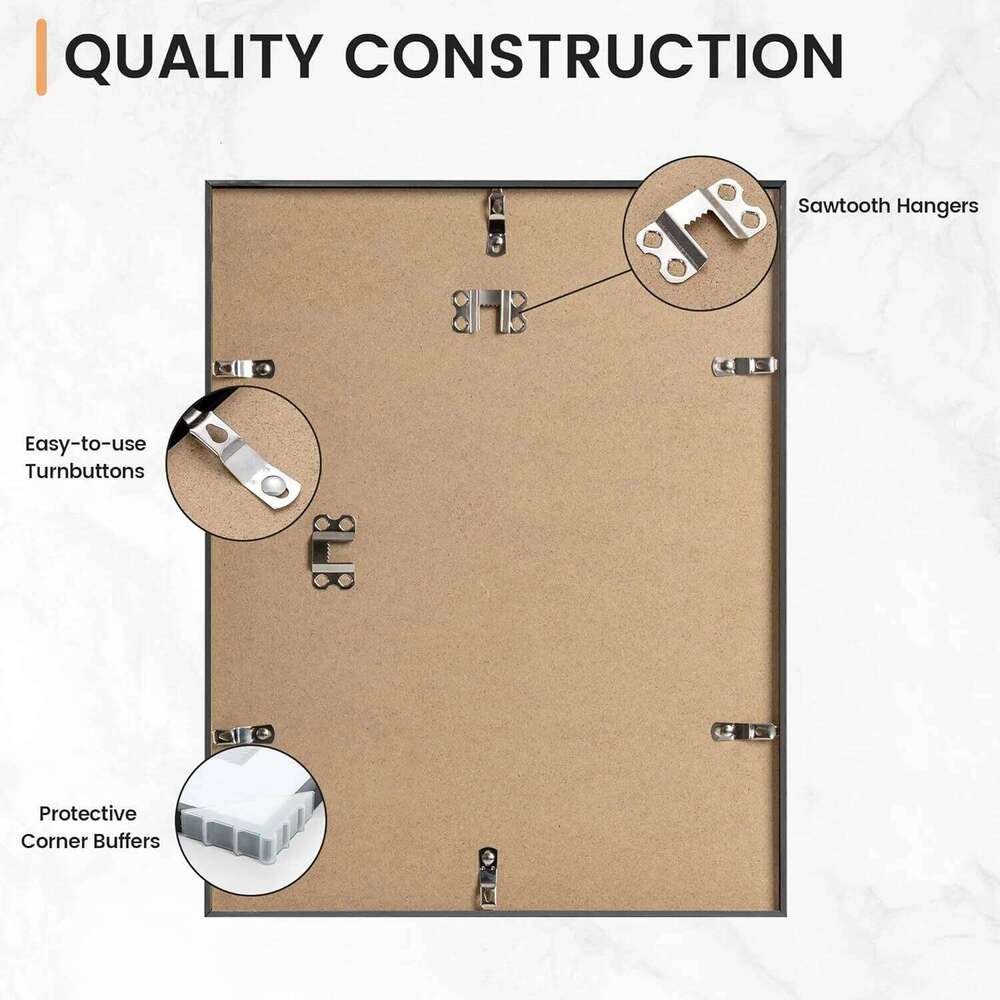 3pcs 11x14 Inch Aluminum Picture Frames with Mat 8x10 Photos, Black Wall Frame for Canvas Poster Artwork Home Decor H260310 - view 6