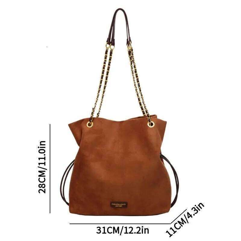 Fall Winter New Women's Tote Bag with Chain Strap, Suede Crossbody & Shoulder Handbag, Elegant Top-Handle Purse for Daily Use XJ260310