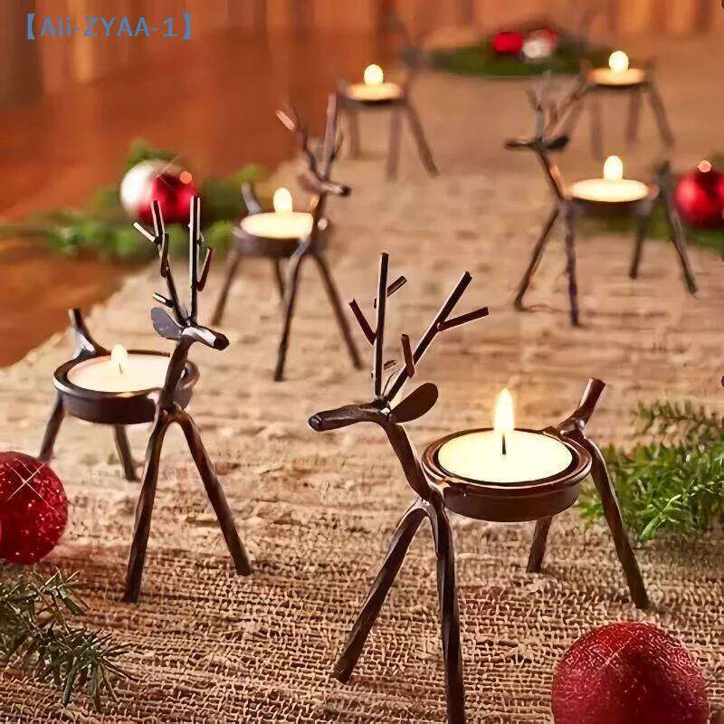 ZYAA-1Candlestick Reindeer Durable Iron Candlestick Christmas Halloween Home Decoration H260310