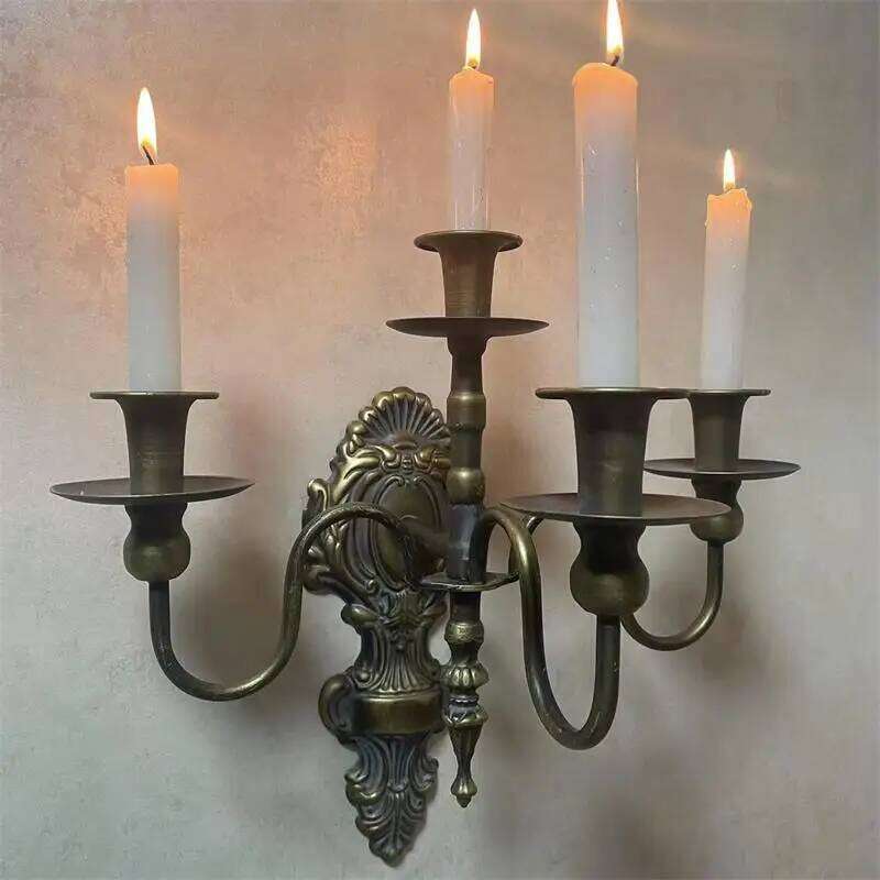 European Iron Candlestick Lamp Dining Table Background Decoration Candle Holder Courtyard Wall Pendant Home Decor H260310