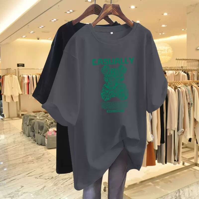 Women Clothing Fashion Long Sleeve T-shirt Spring Autumn Teddy Bear Printing Top Tee Lady Lazy Style Loose Cotton Pullover