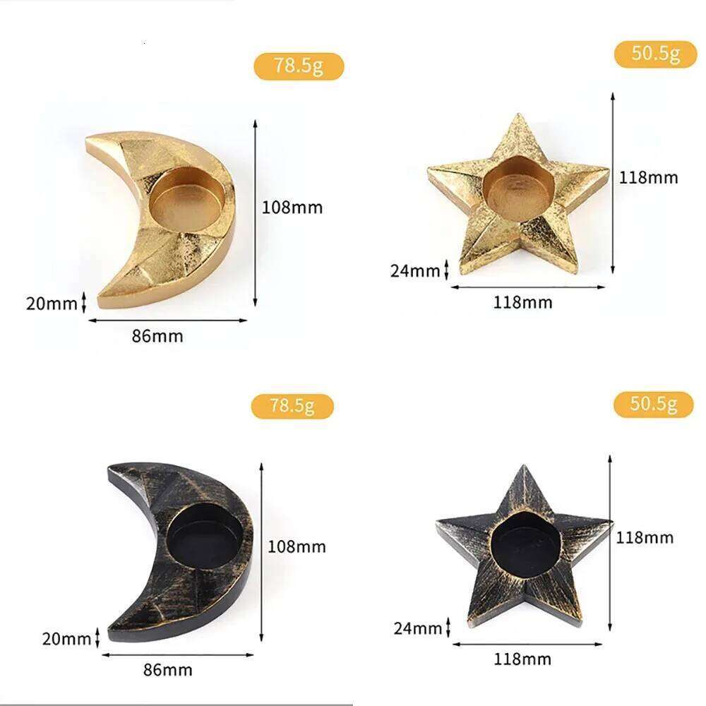 Five pointed Aromatherapy Candlestick Imitation Old Moon Star Candle Tray Home Atmosphere Decoration Props Crafts Ornaments H260310