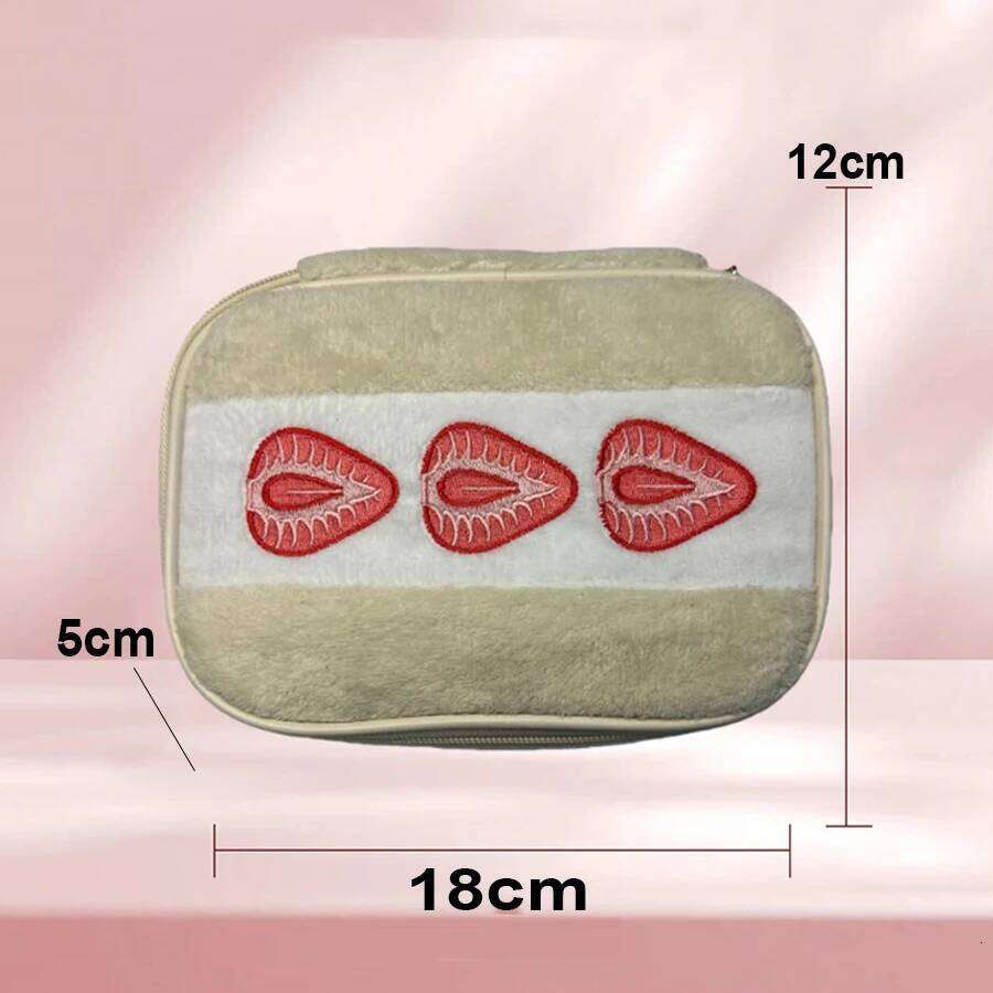 Strawberry Plush Embroidery Storage Makeup Female Multi-functional High Appearance Value Bag XJ260310