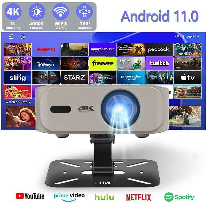 4K UHD 35000 Lumens Android WiFi 6 BT5.2 Native1080P Full HD Home Theater Movie Projector Auto Focus Smart Proyector 26Y0310
