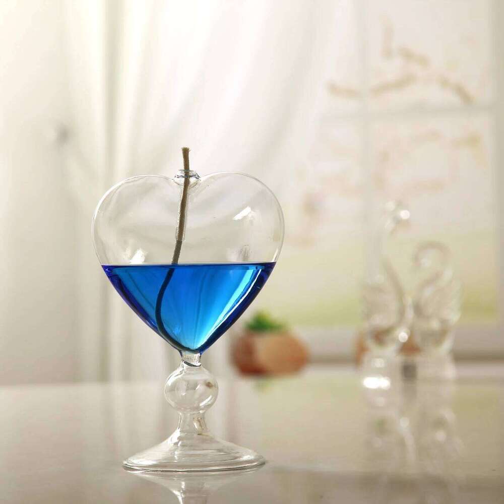 Oil Lamp Home Creative Hand-Made Heat-Resistant European Love Glass Candlestick or Wedding Decoration H260310
