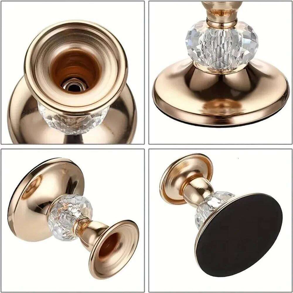 1PC Metal Crystal Candlestick Holder for Candle Light Dinner Table Birthday Wedding Party Home Tabletop Decoration H260310