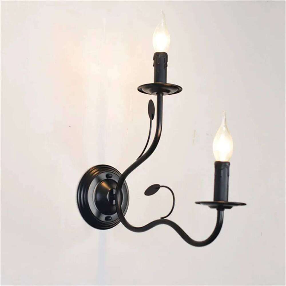 Black Industrial Sconces,Retro Simple Wall Lamp Home Decor Candle Holder for Bedroom, Dining Room, Living Room H260310
