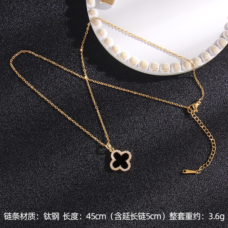 Luxury Brand Designer Jewelry Luxury Brand Designer Jewelry Zircon Double-Sided Four-Leaf Clover Necklace For Women, Ins-Style, Niche Design, High-End