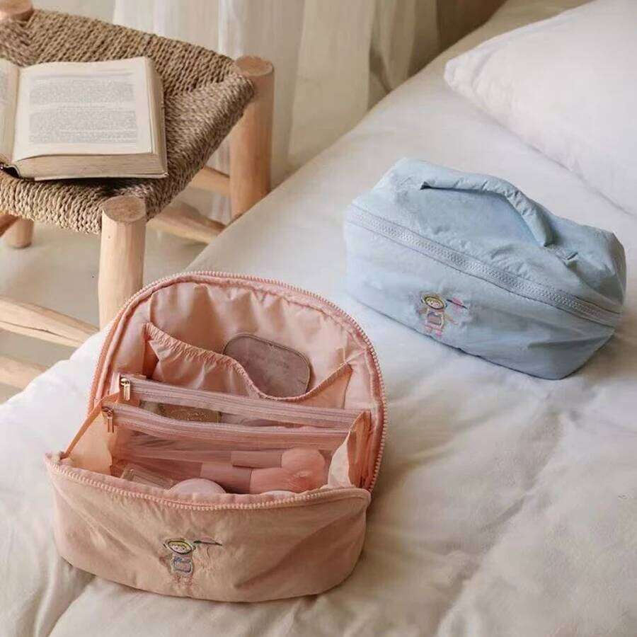 Portable Large Capacity Women's Cosmetic 2025 New Style Makeup Storage Cute Inner Organizer Wash Bag Pure Color XJ260310
