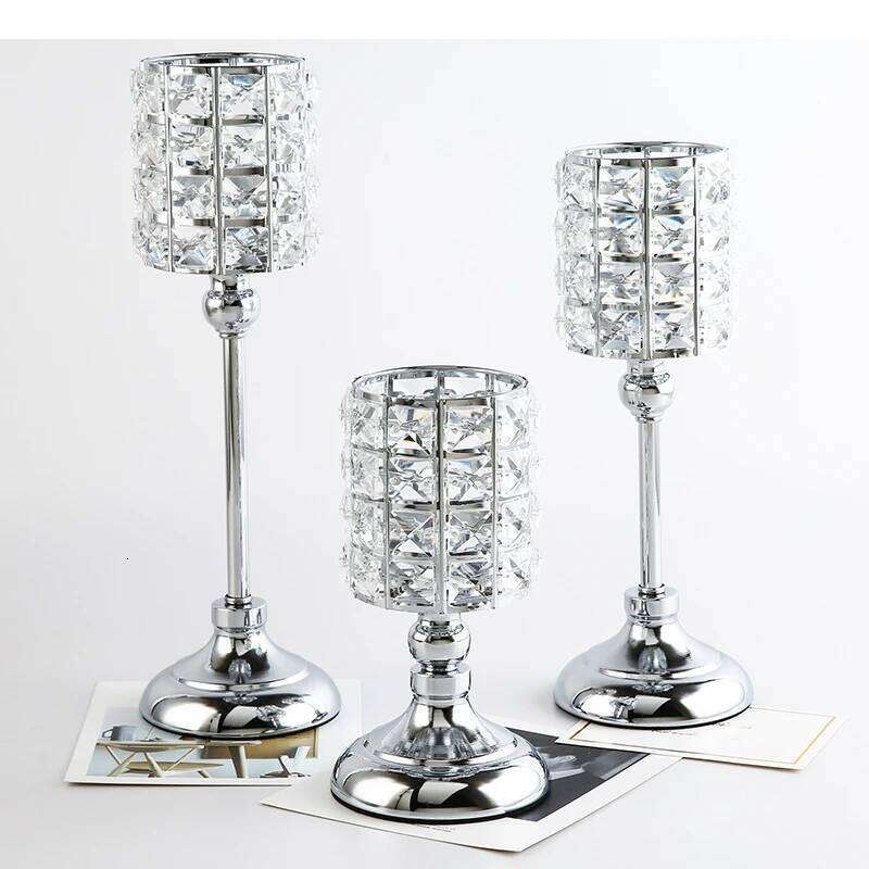 Modern Crystal Candle Holder Storage Ornament Crafts Candlestick Living Room Desktop Simple Candelabra Decorations H260310