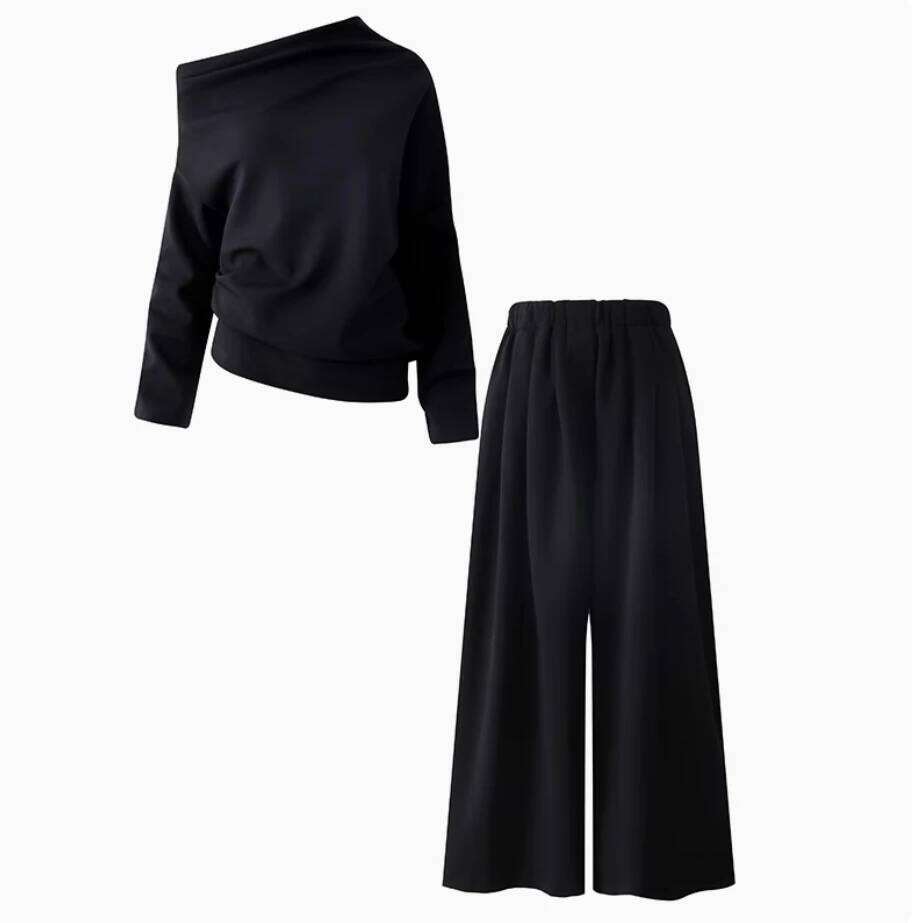 Superaen Clothing Summer Beautiful Women S New Loose Shirt Straight Wide Leg Pants Two Piece Set MAKOUFEI