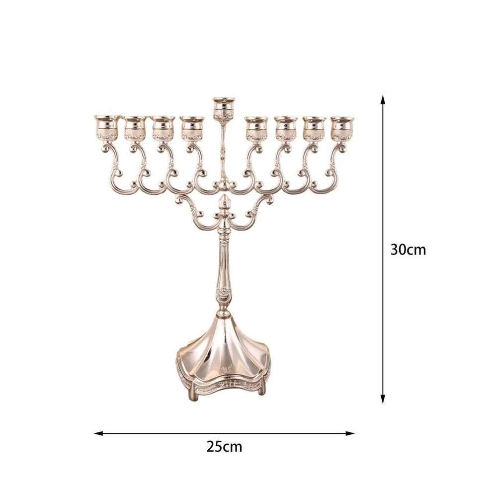 9 Branches Holder Tabletop Candelabrum Candle Stands Hanukkah Menorah for Christmas Party Wedding Home Decor Gift H260310