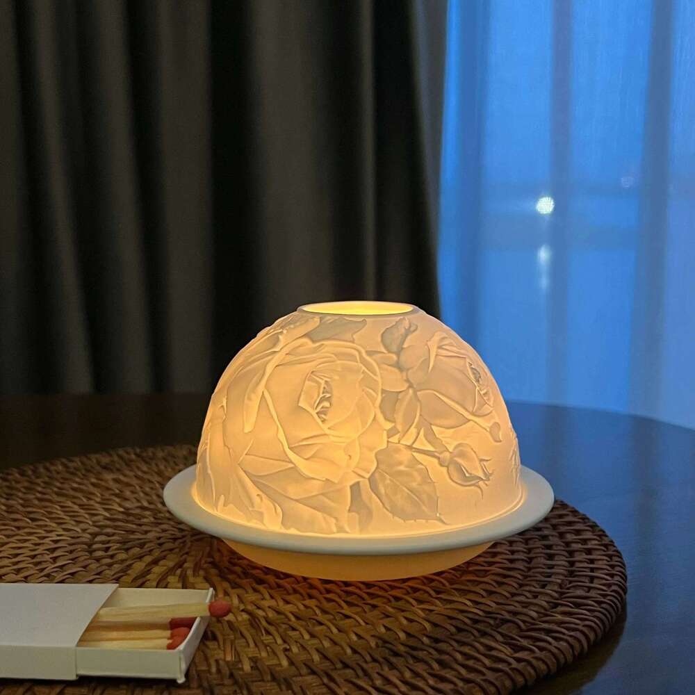 New Beautiful 3D Flowers Porcelain Candle Holder Room Table Decoration & Accessories Home Christmas Wedding Gifts H260310