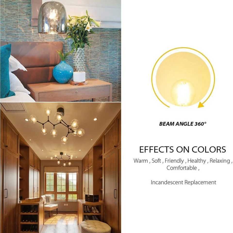 STONEGO E27 E14 Retro LED Filament Bulb 220v Vintage Candle Glass Bulb 2W/4W/6W H260310