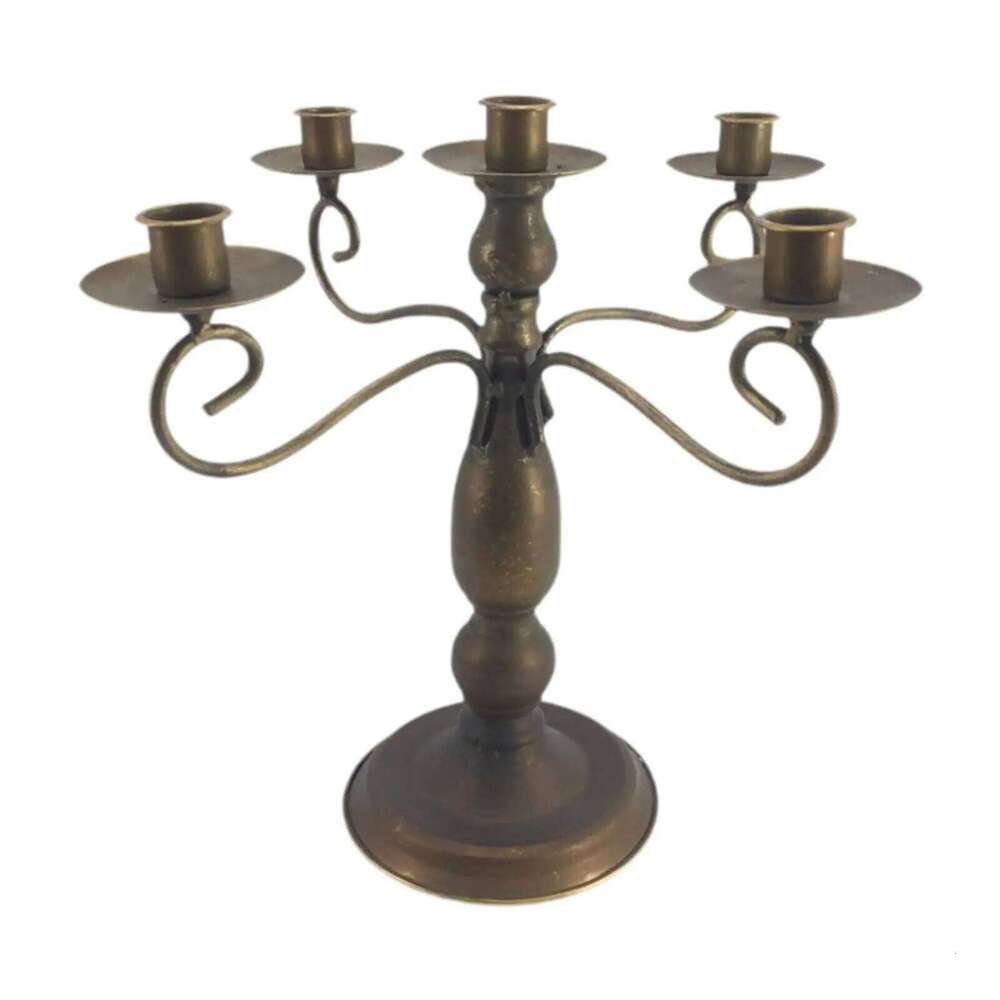 5 Arm Candle Holder Metal Candelabra Home Living Room Candelabrum Candlestick for Valentine's Day Christmas Halloween Kitchen H260310
