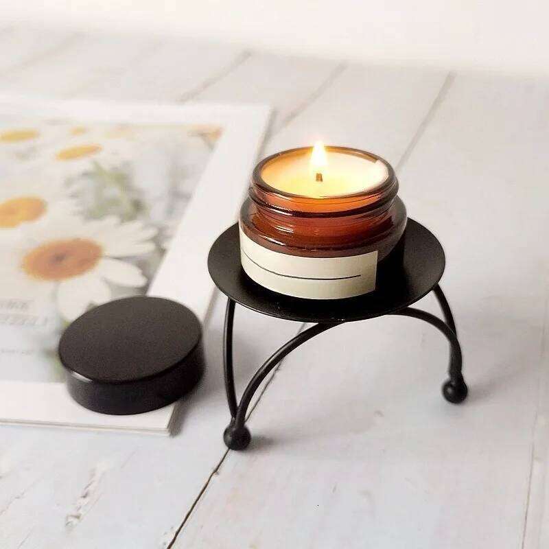 1PC New iron art holder round scented candle tray creative romantic dining table decoration desktop ornament H260310