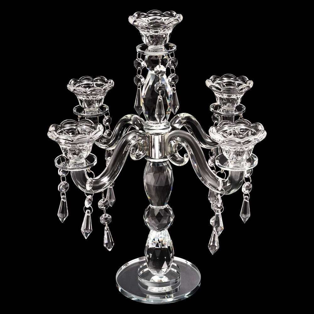 5 Heads Holder Crystal Candle Centerpieces Beautiful Desktop Decorative Accessory H260310