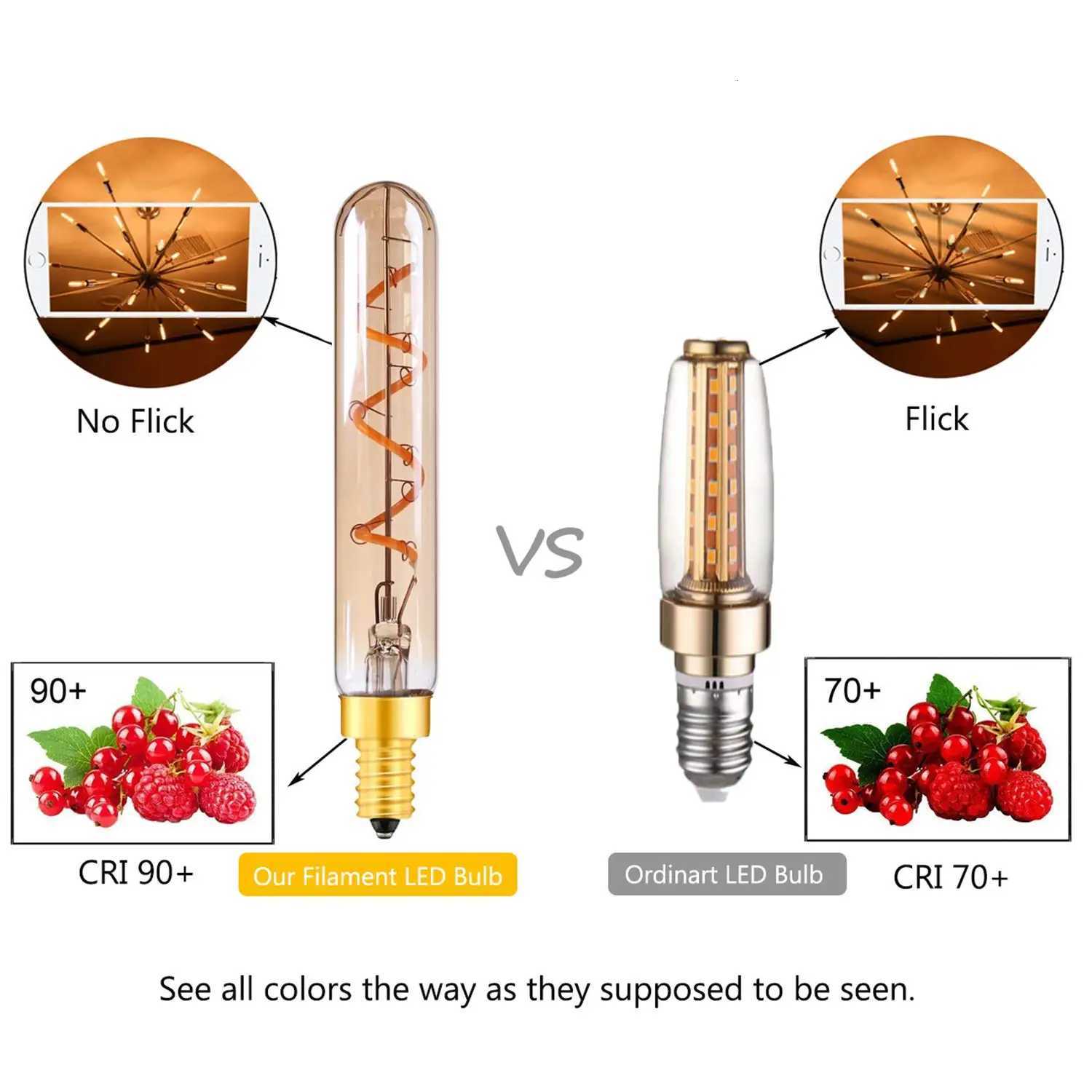 Long Tubular Vintage Led Bulb E14 E12 110V 220V Dimmable 3W 2200K Spiral Filament Living Room Pendant Decorative Light Source H260310