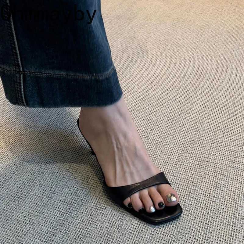 Summer Fashion Women Open Toe Fashion Slip On Ladies Comfort Outdoor Thin Heel Dress Slides K260311