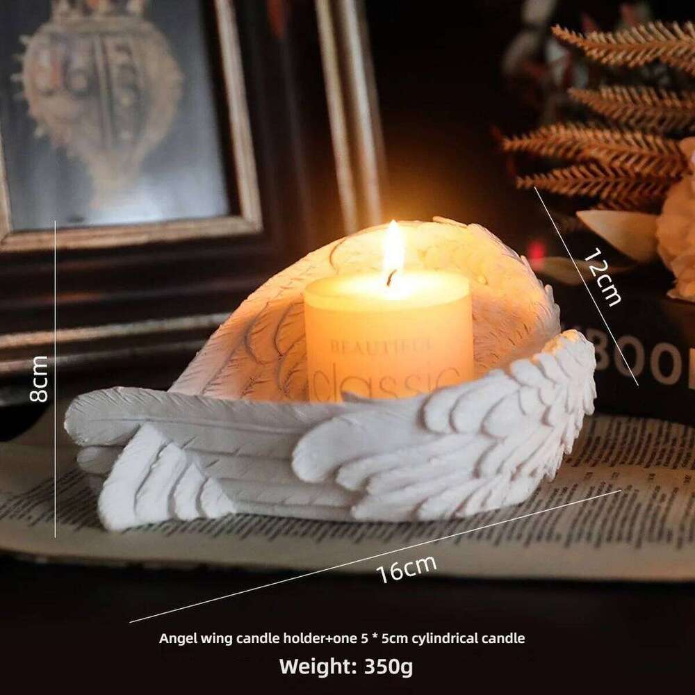 White Prayer Tealight Candle Holder for Church - Resin Religious Decor, Altar Decoration with Guardian Angel Statue H260310