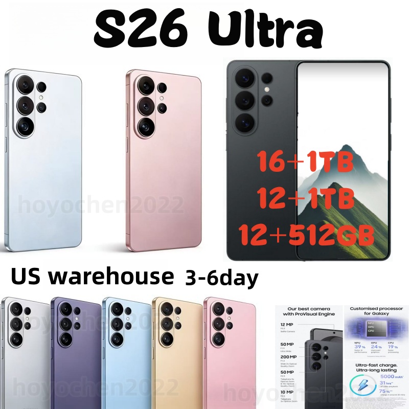 S26 Ultra Smartphone 6.9 inch Full Touch 5G Telephone 1TB 512GB cell phones unlock English Mobile Phone HD Display Face Recognition S26 Ultra Local Warehouse phones