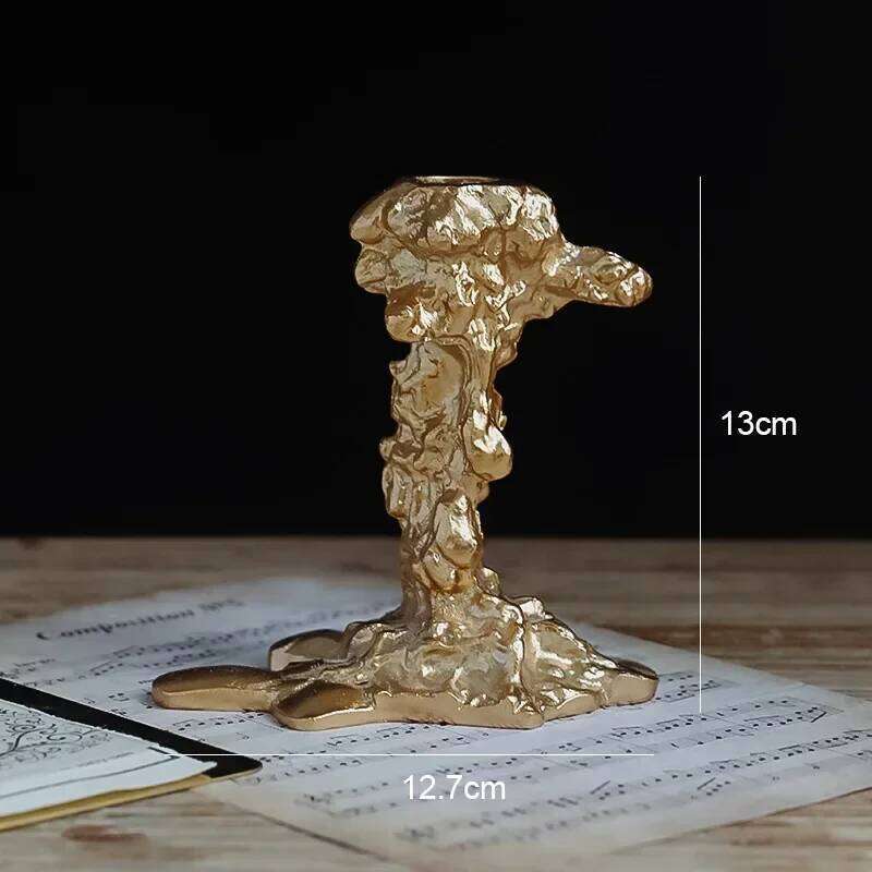 Gold Small Ornaments Retro Candlestick Candle Holder Dinner Decoration H260310