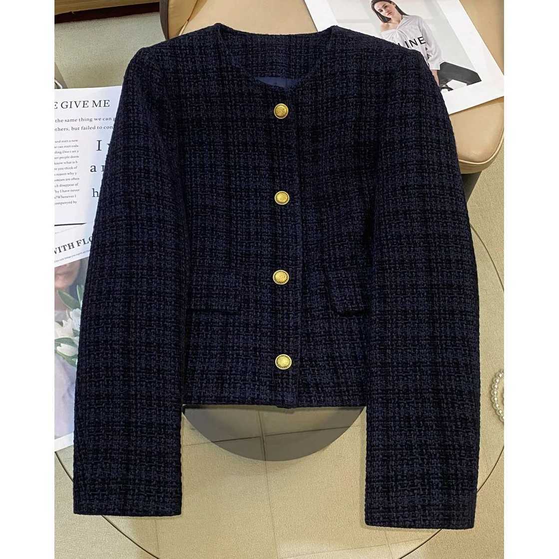 Spring Autumn Women Navy Suits Jacket New Fashion Casual Lined Short Coat Ladies Xiaoxiangfeng Blazer OutwearT260310
