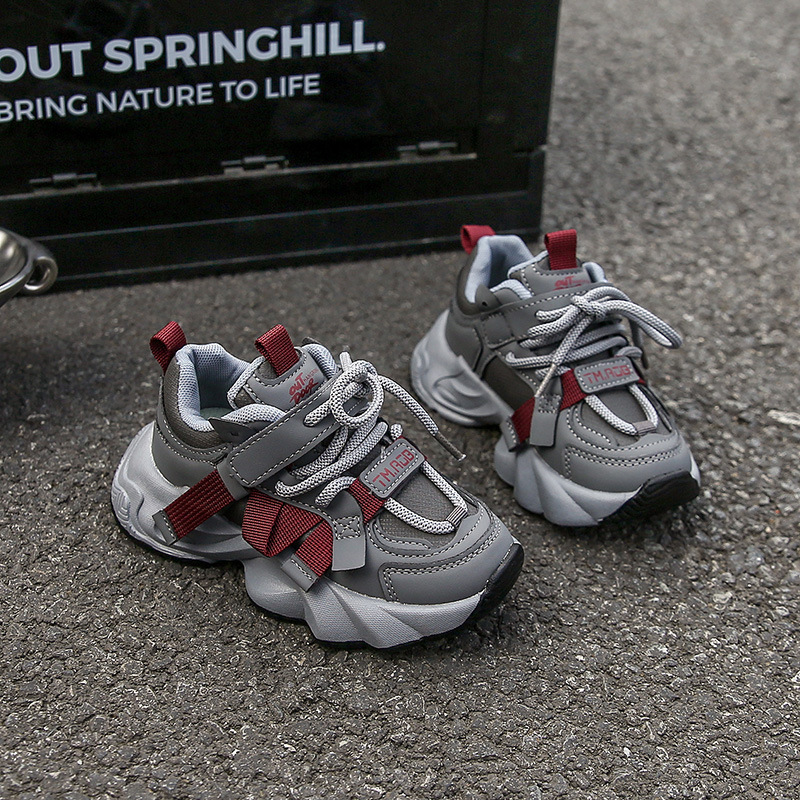 free shipping designer shoes for kids running shoes grey black Fashionable and versatile outdoor sneakers sport shoes