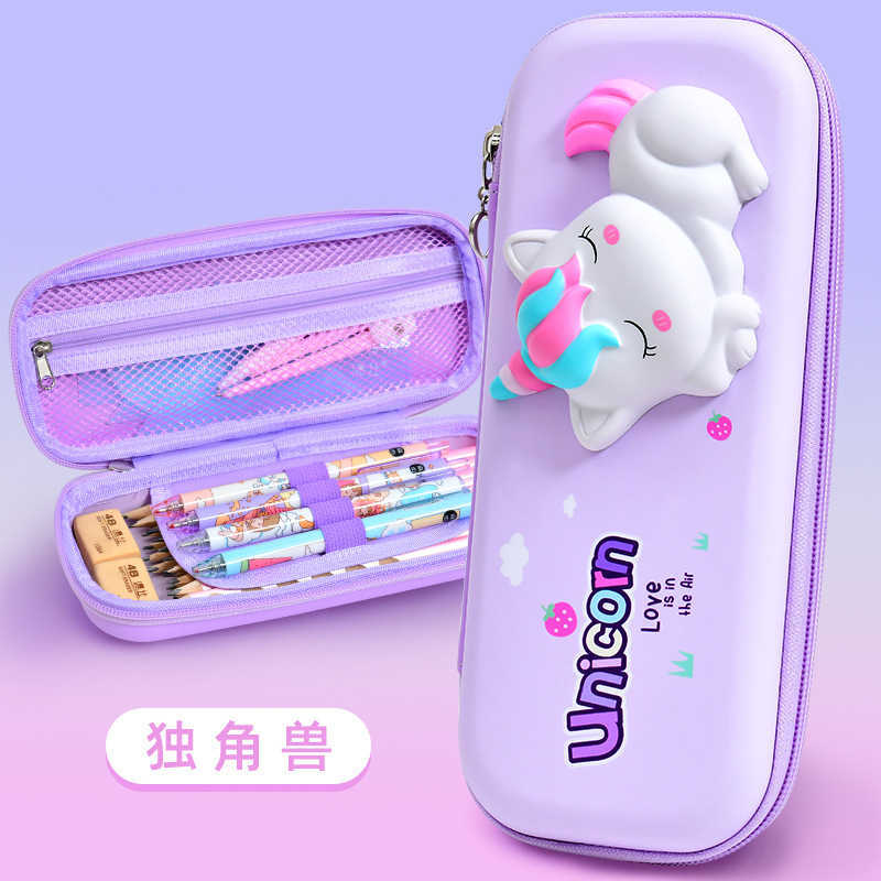 Decompression doll pencil box EVA primary school stationery box 3D kindergarten cartoon cute men and women creative pencil bag T260310