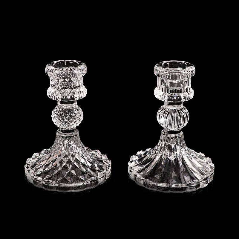 Glass Vintage Clear Candlestick European Style Candelabra Base Dinner Candle Holder Home Wedding Decor H260310