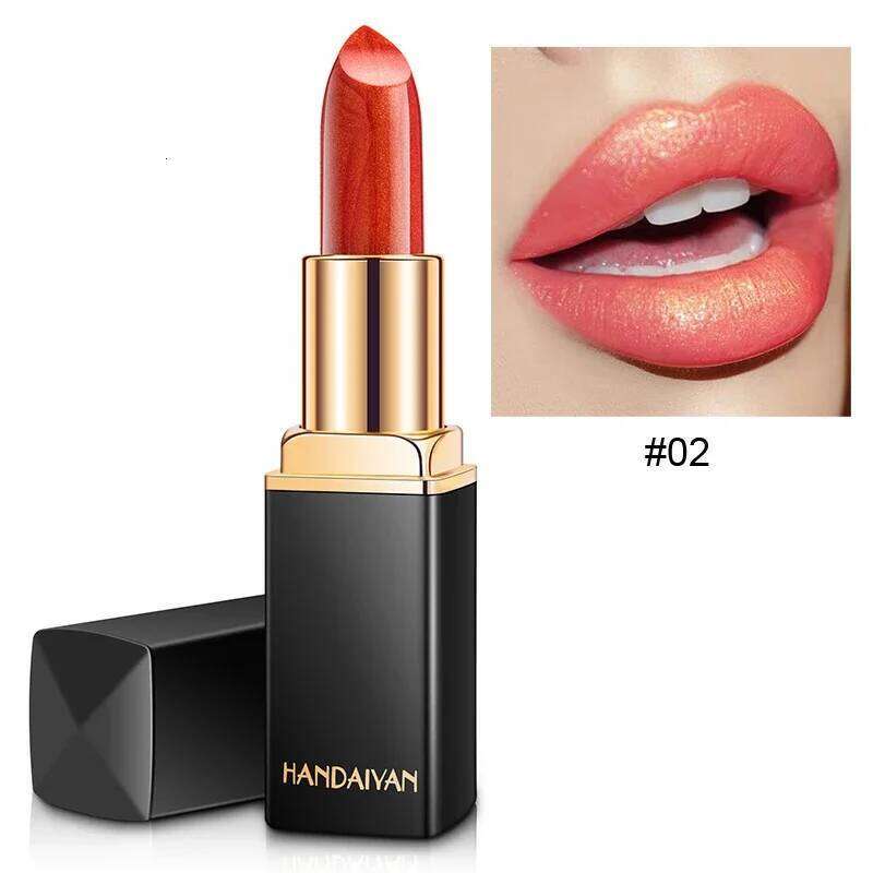 Handaiyan Waterproof Nude Glitter Lipstick Makeup Long Lasting Velvet Red Mermaid Sexy Shimmer Matte Lip Stick Cosmetic Beauty Z260310