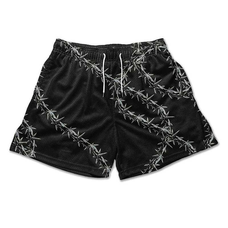 Y2K Christian Angel Cross Print Gym Shorts for Men Active Track Shorts with Pockets Athletic Workout Training Running Jogging N260310