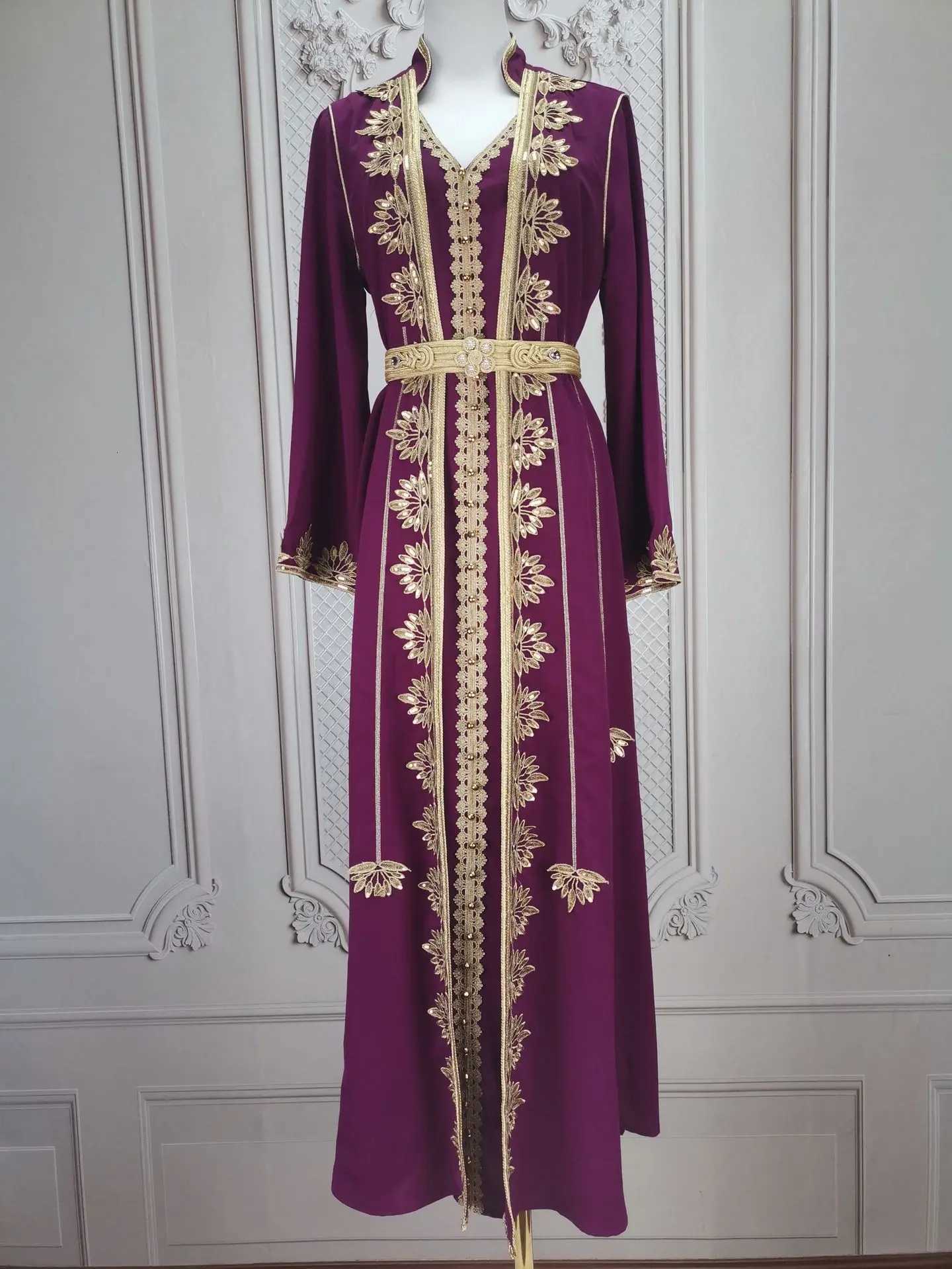 Eid Muslim Women Party Embroidery Dresses 2 Piece Set Jalabiya Ramadan Islam Vestidos Arab Robe Morocco Dubai Abayas Kaftan X260310