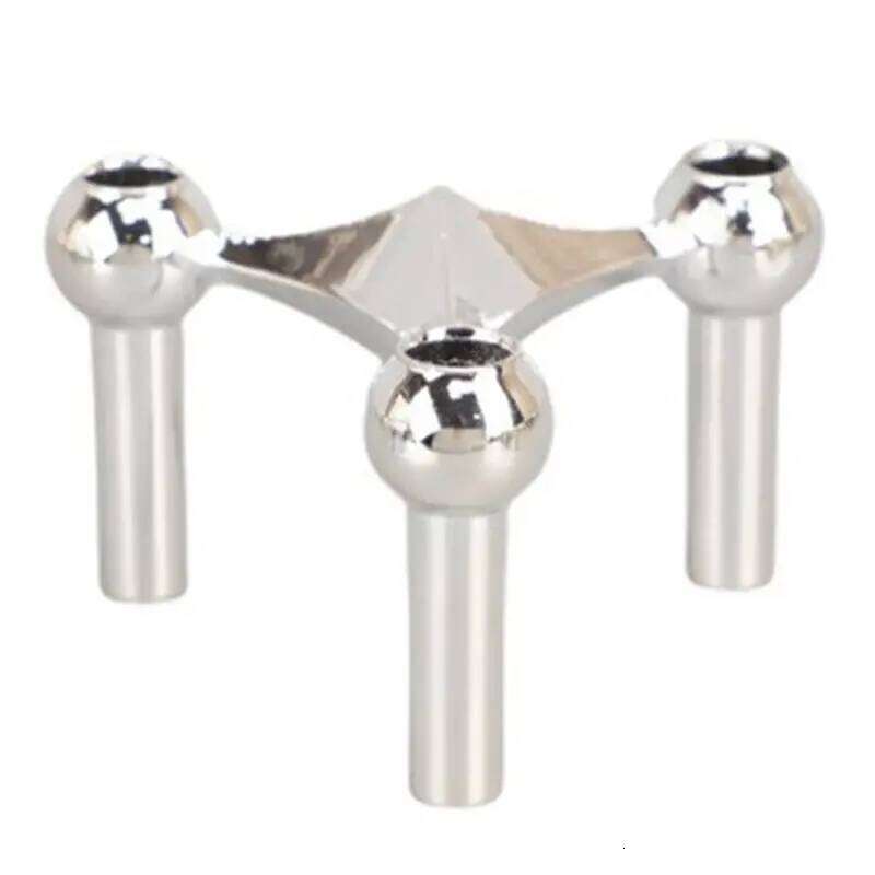 CHRISTMAS 3X Metal Candlesticks Nordic Molecular Structure Centerpiec Living Room Home Decorative Candlestick Silv H260310
