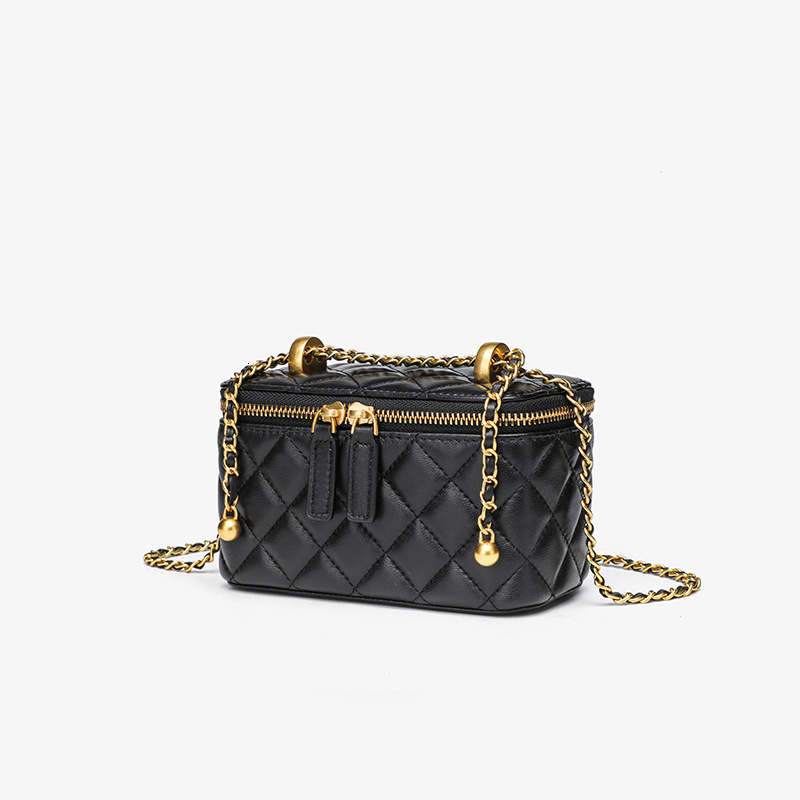 Spring/summer Golden Designer Bag Ball Seam Chain Bag Genuine Leather Top Luxury Fashion Shoulder Bag Women's Bag 2026 New Mini Lipstick Box Bag 