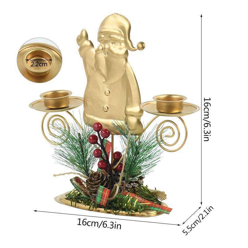 Christmas Santa Claus Candlestick Star Xmas Tree Elk Snowflake Metal Candle Holder For Home Desktop Ornament Navidad 2023 Gifts H260310