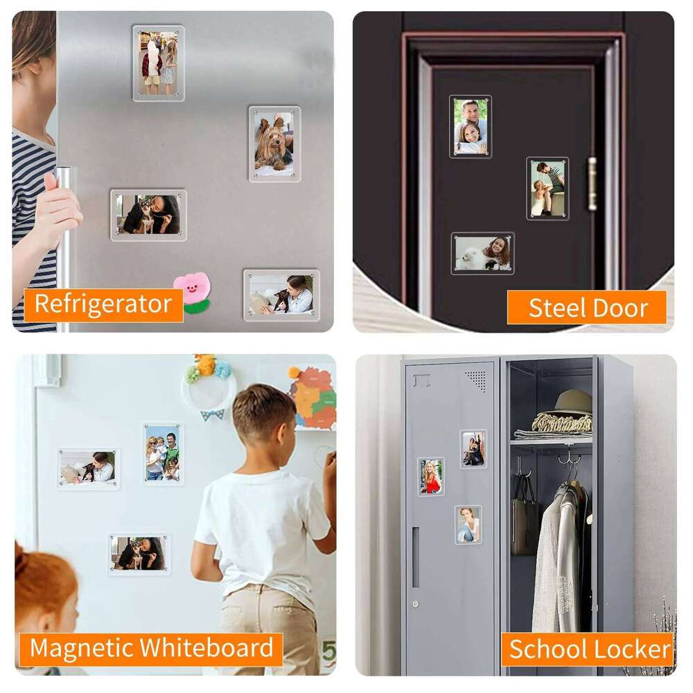 5 Packs Acrylic Fridge Magnetic Instax Frame, 2.46x3.54 Inch Magnet Frame for Refrigerator, Double Sided Mini Picture Frames H260310 - view 4